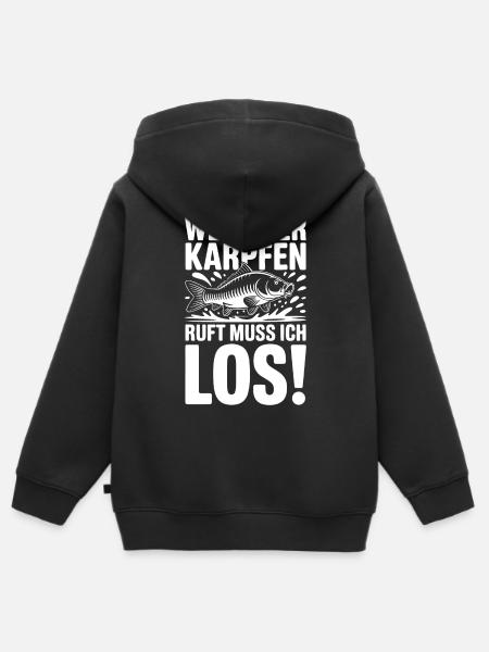 Wenn der Karpfen ruft - Kinder Premium Organic Zip Hoodie - Schwarz