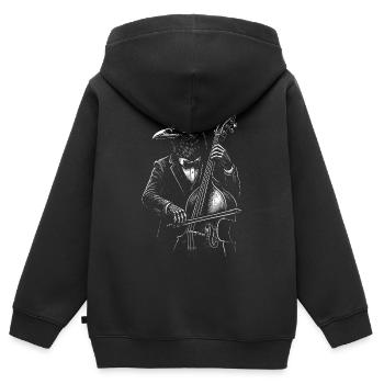 Raven Jazz Maestro - Kinder Premium Organic Zip Hoodie - Schwarz - Hinten - AI Model Kid Male (0cm)