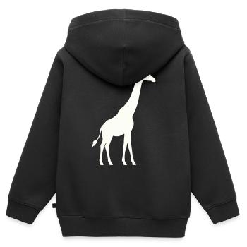 Silhouette de girafe - Sweat Premium à capuche zippé enfant bio - noir - Dos - AI Model Kid Male (0cm)
