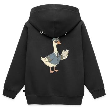 Ente Pilot auf Abflug - Kinder Premium Organic Zip Hoodie - Schwarz - Hinten - AI Model Kid Male (0cm)