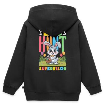 Joyeuse Pâques, douce chasse aux œufs du lapin, œufs de Pâques - Sweat Premium à capuche zippé enfant bio - noir - Dos - AI Model Kid Male (0cm)