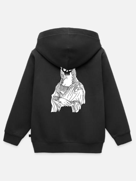 Mona Lisa Schädel (Weiß) - Kinder Premium Organic Zip Hoodie - Schwarz