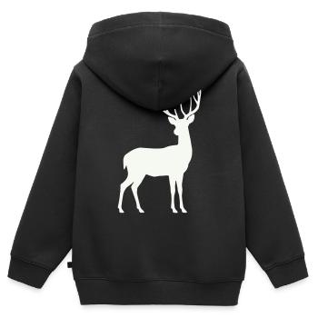Silhouette de cerf au clair de lune - Sweat Premium à capuche zippé enfant bio - noir - Dos - AI Model Kid Male (0cm)