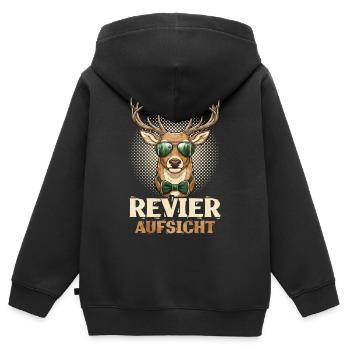 Revier Aufsicht  - Kinder Premium Organic Zip Hoodie - Schwarz - Hinten - AI Model Kid Male (0cm)