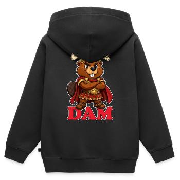 Carpe Dam Funny Roman Beaver Latin Pun History - Kids Premium Organic Zip-up Hoodie - black - Back - AI Model Kid Male (0cm)