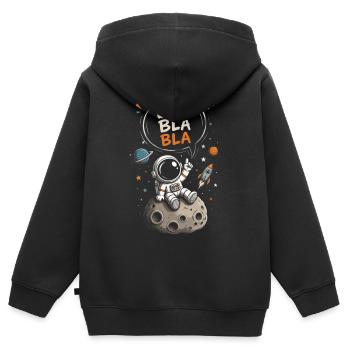 Astronaute Blabla sur la Lune - Sweat Premium à capuche zippé enfant bio - noir - Dos - AI Model Kid Male (0cm)