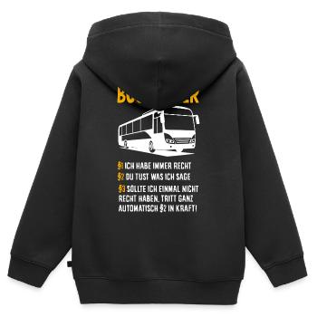 Busfahrer Immer Recht Spruch - Kinder Premium Organic Zip Hoodie - Schwarz - Hinten - AI Model Kid Male (0cm)
