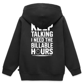Reden Sie weiter, ich brauche die abrechenbaren Stunden - Kinder Premium Organic Zip Hoodie - Schwarz - Hinten - AI Model Kid Male (0cm)