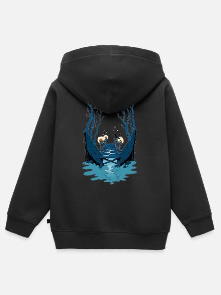 Gruselbrücke im Wald - Kinder Premium Organic Zip Hoodie - Schwarz