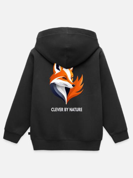 Fuchs Clever by Nature - Kinder Premium Organic Zip Hoodie - Schwarz