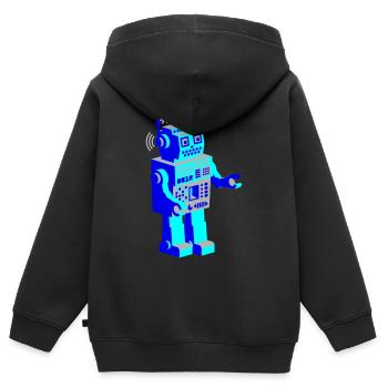 robotnik dance - old school robots - Kinder Premium Organic Zip Hoodie - Schwarz - Hinten - AI Model Kid Male (0cm)