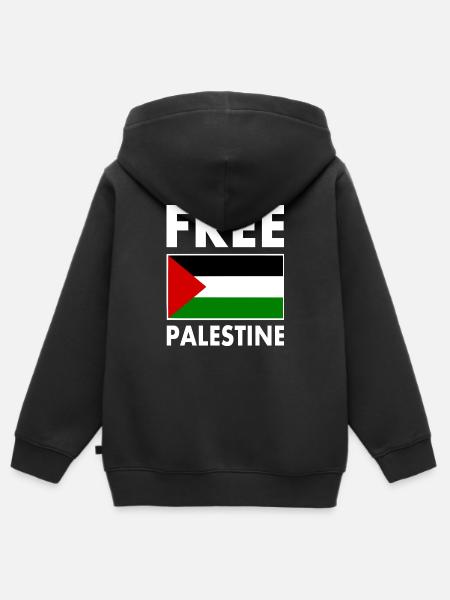 Free palestine - Sweat Premium à capuche zippé enfant bio - noir