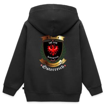 Tirol - Kinder Premium Organic Zip Hoodie - Schwarz - Hinten - AI Model Kid Male (0cm)