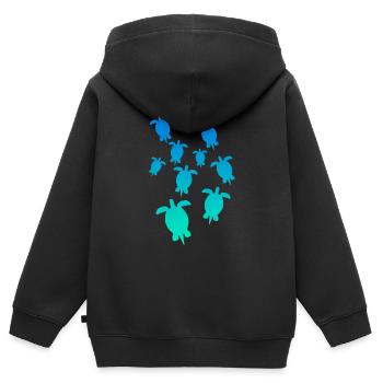 Schildkröten Turtle T Shirt blau türkis - Kinder Premium Organic Zip Hoodie - Schwarz - Hinten - AI Model Kid Male (0cm)