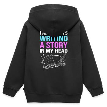 Gedicht Poesie - Kinder Premium Organic Zip Hoodie - Schwarz - Hinten - AI Model Kid Male (0cm)