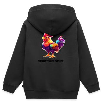 STRUT YOUR STUFF - Kinder Premium Organic Zip Hoodie - Schwarz - Hinten - AI Model Kid Male (0cm)