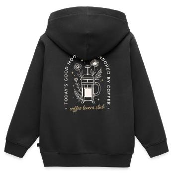 Citation café de spécialité humour - Sweat Premium à capuche zippé enfant bio - noir - Dos - AI Model Kid Male (0cm)