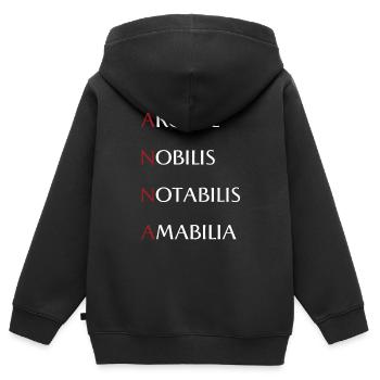Anna - Kinder Premium Organic Zip Hoodie - Schwarz - Hinten - AI Model Kid Male (0cm)
