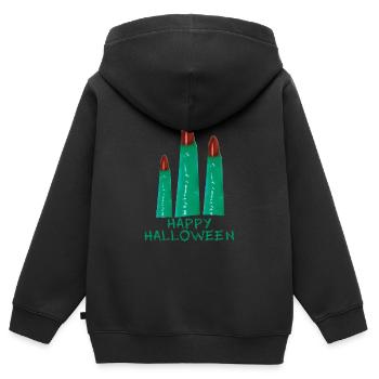 halloween,doigt,joyeux halloween,doigts verts, - Sweat Premium à capuche zippé enfant bio - noir - Dos - AI Model Kid Male (0cm)