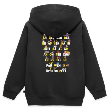 ABC Tiere Dinge - Kinder Premium Organic Zip Hoodie - Schwarz - Hinten - AI Model Kid Male (0cm)