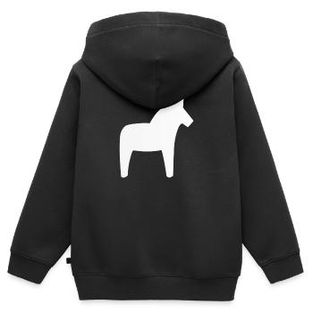 Dalahäst Pferd Schweden - Kinder Premium Organic Zip Hoodie - Schwarz - Hinten - AI Model Kid Male (0cm)