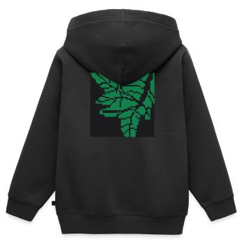 Feuille pixel art - Sweat Premium à capuche zippé enfant bio - noir - Dos - AI Model Kid Male (0cm)