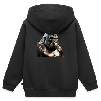 The Bronze Gorilla - Kids Premium Organic Zip-up Hoodie - black - Back - AI Model Kid Male (0cm)