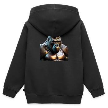 The Bronze Gorilla - Kids Premium Organic Zip-up Hoodie - black - Back - AI Model Kid Male (0cm)