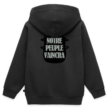 Notre peuple vaincra - Sweat Premium à capuche zippé enfant bio - noir - Dos - AI Model Kid Male (0cm)