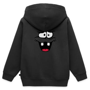 Unsicheres Ängstliches Comic Cartoon Gesicht - Kinder Premium Organic Zip Hoodie - Schwarz - Hinten - AI Model Kid Male (0cm)