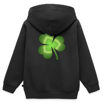 Kleeblatt - Kinder Premium Organic Zip Hoodie - Schwarz - Hinten - AI Model Kid Male (0cm)