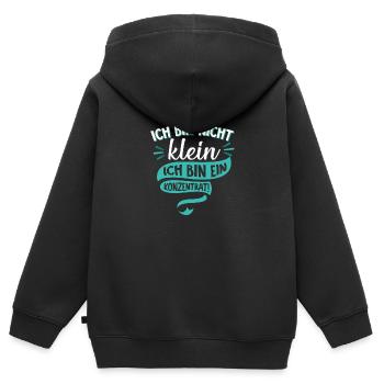 Ich bin nicht klein Ich bin ein Konzentrat Spruch - Kinder Premium Organic Zip Hoodie - Schwarz - Hinten - AI Model Kid Male (0cm)