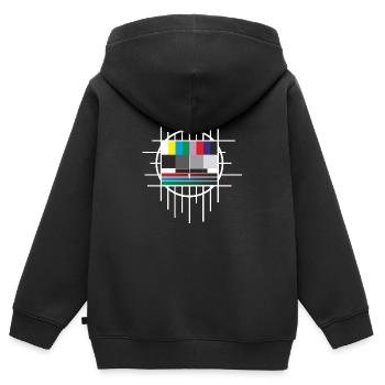 testbild - Kinder Premium Organic Zip Hoodie - Schwarz - Hinten - AI Model Kid Male (0cm)