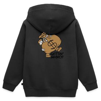 gettin money tragen schwer dollar symbol zeichen g - Kinder Premium Organic Zip Hoodie - Schwarz - Hinten - AI Model Kid Male (0cm)