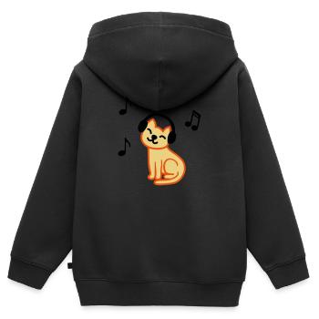cat loves music, Katze liebt Musik - Kinder Premium Organic Zip Hoodie - Schwarz - Hinten - AI Model Kid Male (0cm)