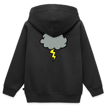 nuage d'orage éclair coup de foudre - Sweat Premium à capuche zippé enfant bio - noir - Dos - AI Model Kid Male (0cm)