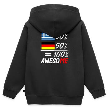 50% Griechisch 50% Deutsch - Kinder Premium Organic Zip Hoodie - Schwarz - Hinten - AI Model Kid Male (0cm)