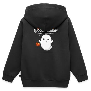 Halloween Gespenst - Kinder Premium Organic Zip Hoodie - Schwarz - Hinten - AI Model Kid Male (0cm)