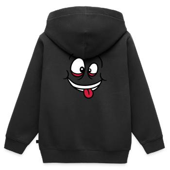 verruecktes gesicht augen mund zunge lustig grimas - Kinder Premium Organic Zip Hoodie - Schwarz - Hinten - AI Model Kid Male (0cm)