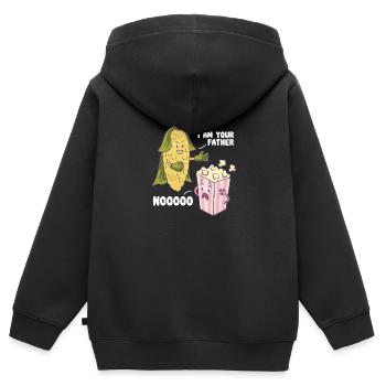 Cadeau amusant drôle de père pop-corn - Sweat Premium à capuche zippé enfant bio - noir - Dos - AI Model Kid Male (0cm)