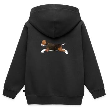 Chiot Beagle - Sweat Premium à capuche zippé enfant bio - noir - Dos - AI Model Kid Male (0cm)