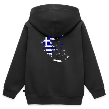 Griechenland Flagge Landkarte - Kinder Premium Organic Zip Hoodie - Schwarz - Hinten - AI Model Kid Male (0cm)