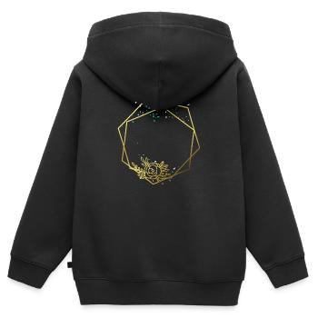 Cadre Or Rose Hexagone Abstrait Hexagone - Sweat Premium à capuche zippé enfant bio - noir - Dos - AI Model Kid Male (0cm)