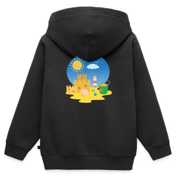 Sandburg sur la plage - Sweat Premium à capuche zippé enfant bio - noir - Dos - AI Model Kid Male (0cm)