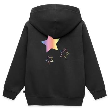 Arc-en-ciel Étoiles - Sweat Premium à capuche zippé enfant bio - noir - Dos - AI Model Kid Male (0cm)
