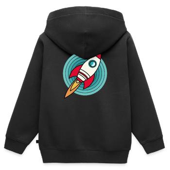 rocket - Kids Premium Organic Zip-up Hoodie - black - Back - AI Model Kid Male (0cm)