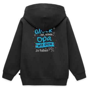 Glück Ist Einen Opa Wie Dich Zu Haben Geschenk Opa - Kinder Premium Organic Zip Hoodie - Schwarz - Hinten - AI Model Kid Male (0cm)