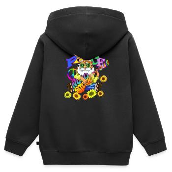 Woodstock Peace Design - Kinder Premium Organic Zip Hoodie - Schwarz - Hinten - AI Model Kid Male (0cm)