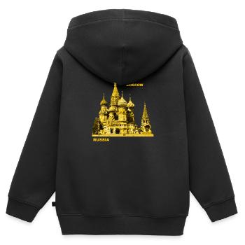 Moscou Moscou Russie Capitale Cathédrale Ville - Sweat Premium à capuche zippé enfant bio - noir - Dos - AI Model Kid Male (0cm)
