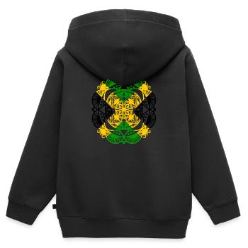 Jamaica Mandala - Sweat Premium à capuche zippé enfant bio - noir - Dos - AI Model Kid Male (0cm)